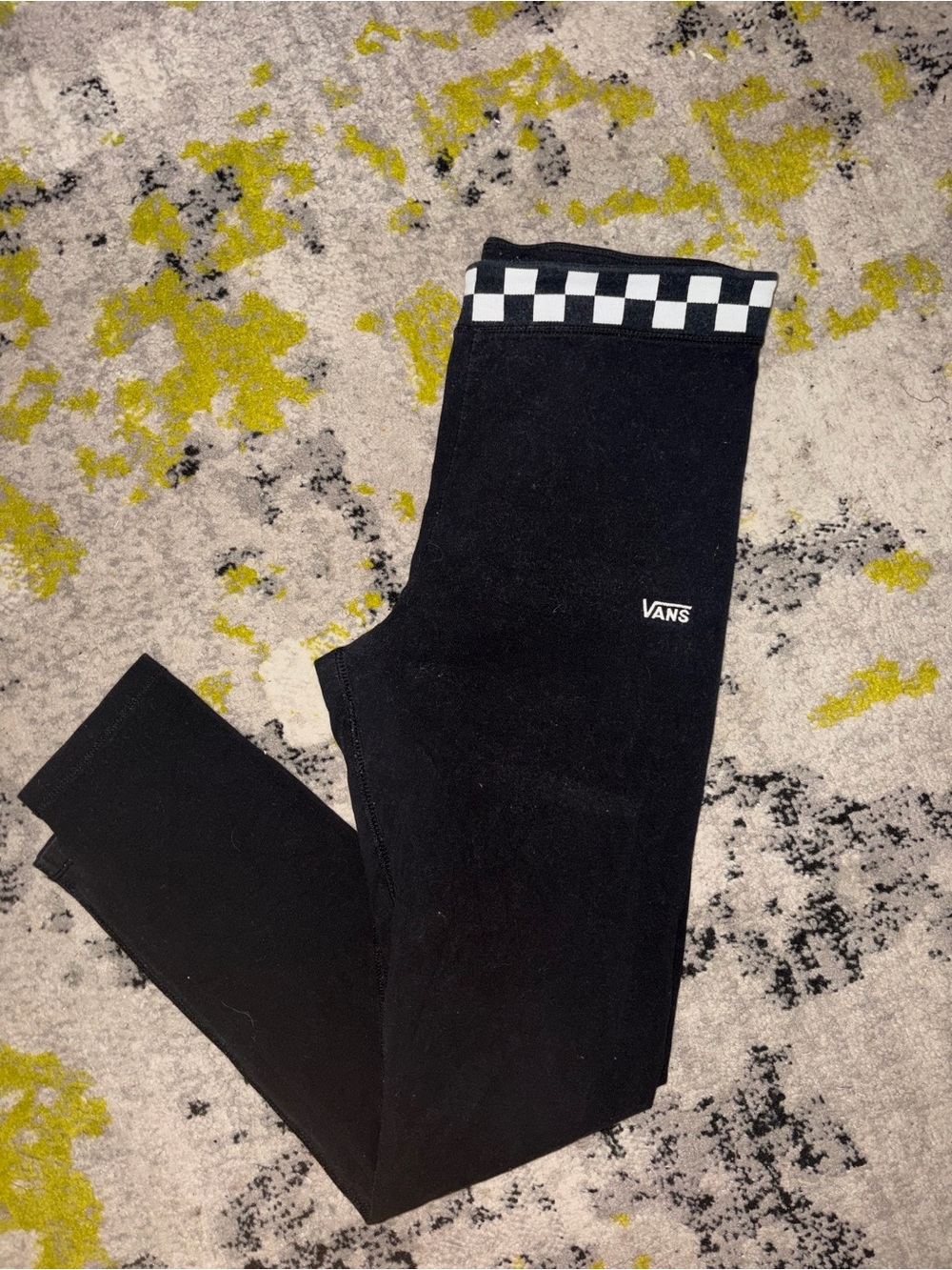 Vans Black Leggings with Checkerboard Waistband